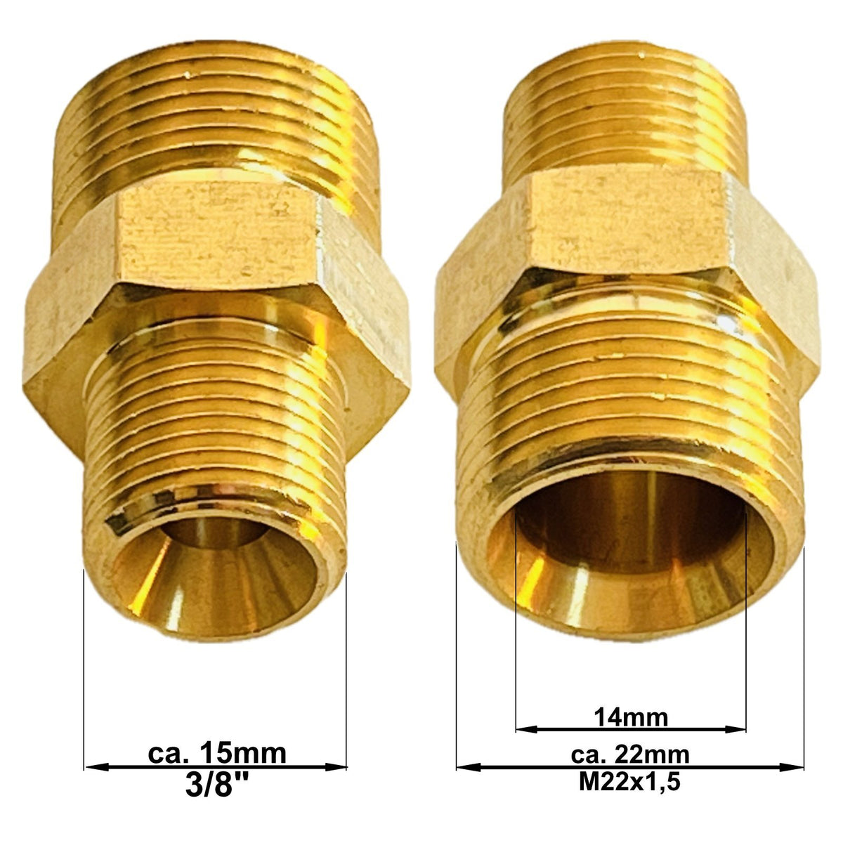 Hochdruck Adapter Gewinde Nippel M22 x1,5 AG auf 3/8"AG Verbinder HD HDS Zubehör1