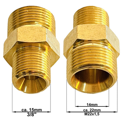 Hochdruck Adapter Gewinde Nippel M22 x1,5 AG auf 3/8"AG Verbinder HD HDS Zubehör1