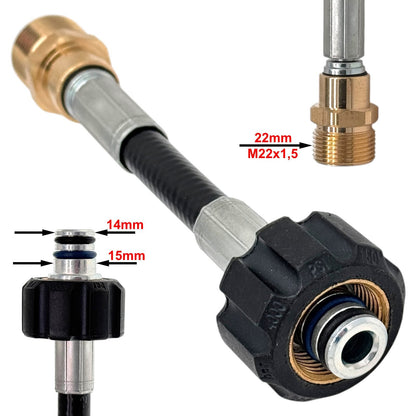 Kupplung Adapter M22 IG 14 & 15mm auf M22 AG für HD Reiniger universal Verbinder1