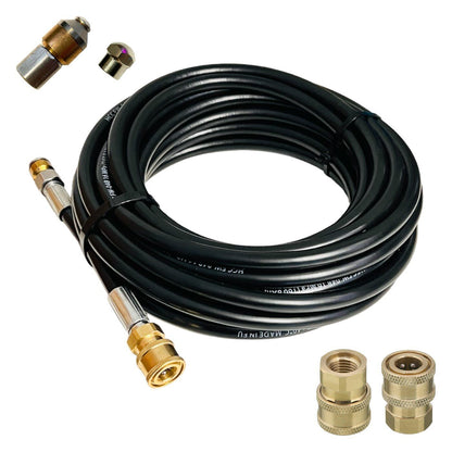 15m Rohrreinigungsschlauch 1/4" Schnellkupplung für Kärcher Kränzle etc. + Düsen