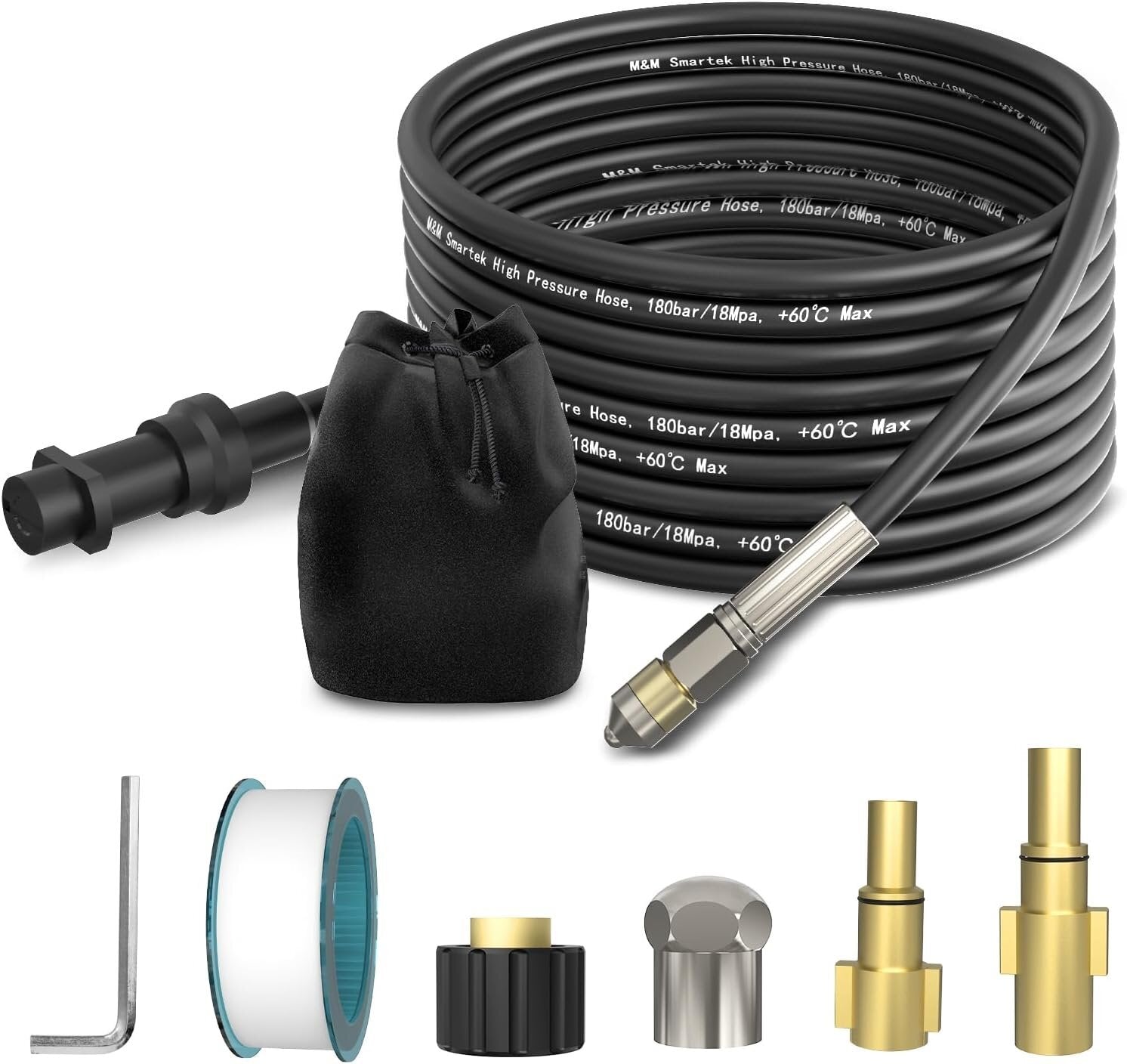 Rohrreinigungsschlauch für Kärcher, Lavor, Black & Decker SET Universell 15m0