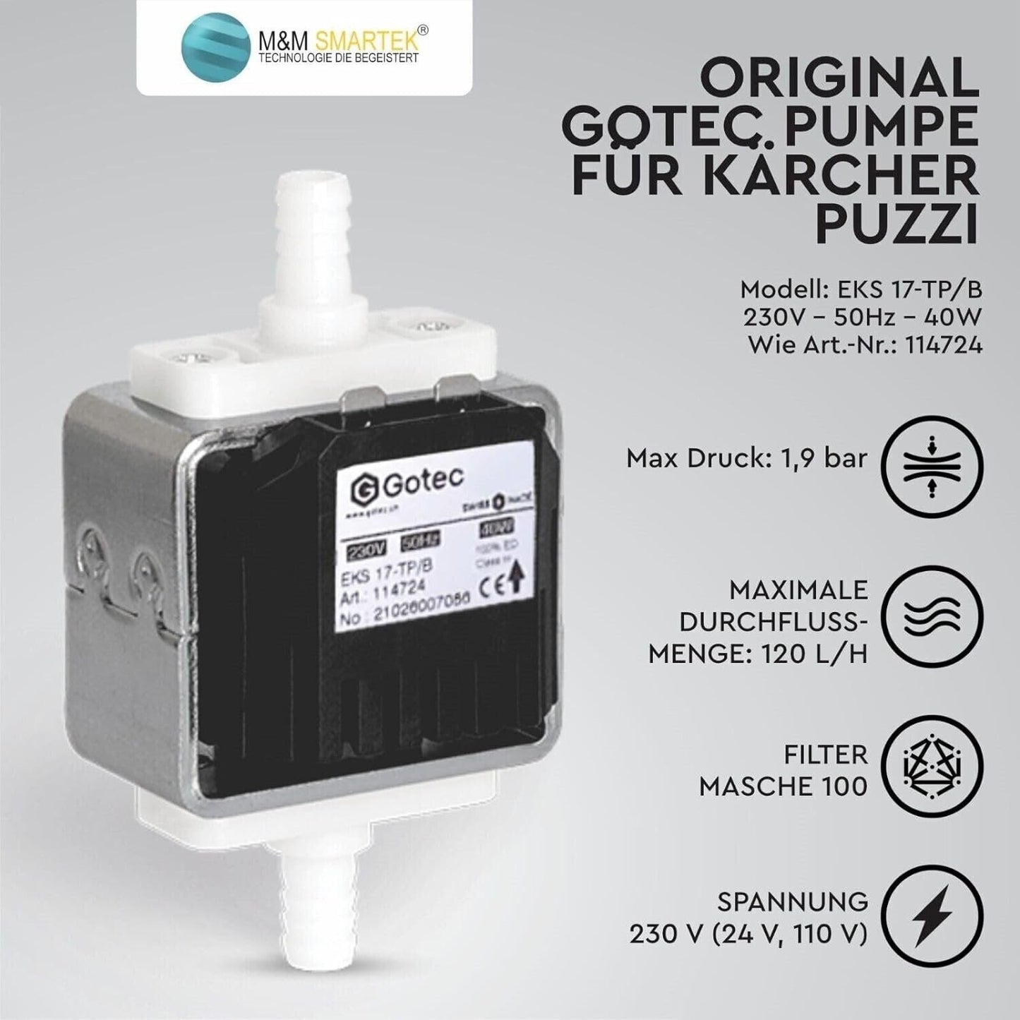 2x Pumpe Gotec für Kärcher Puzzi 200 100 8/1 10/1 10/2 Waschsauger Pomp Original1