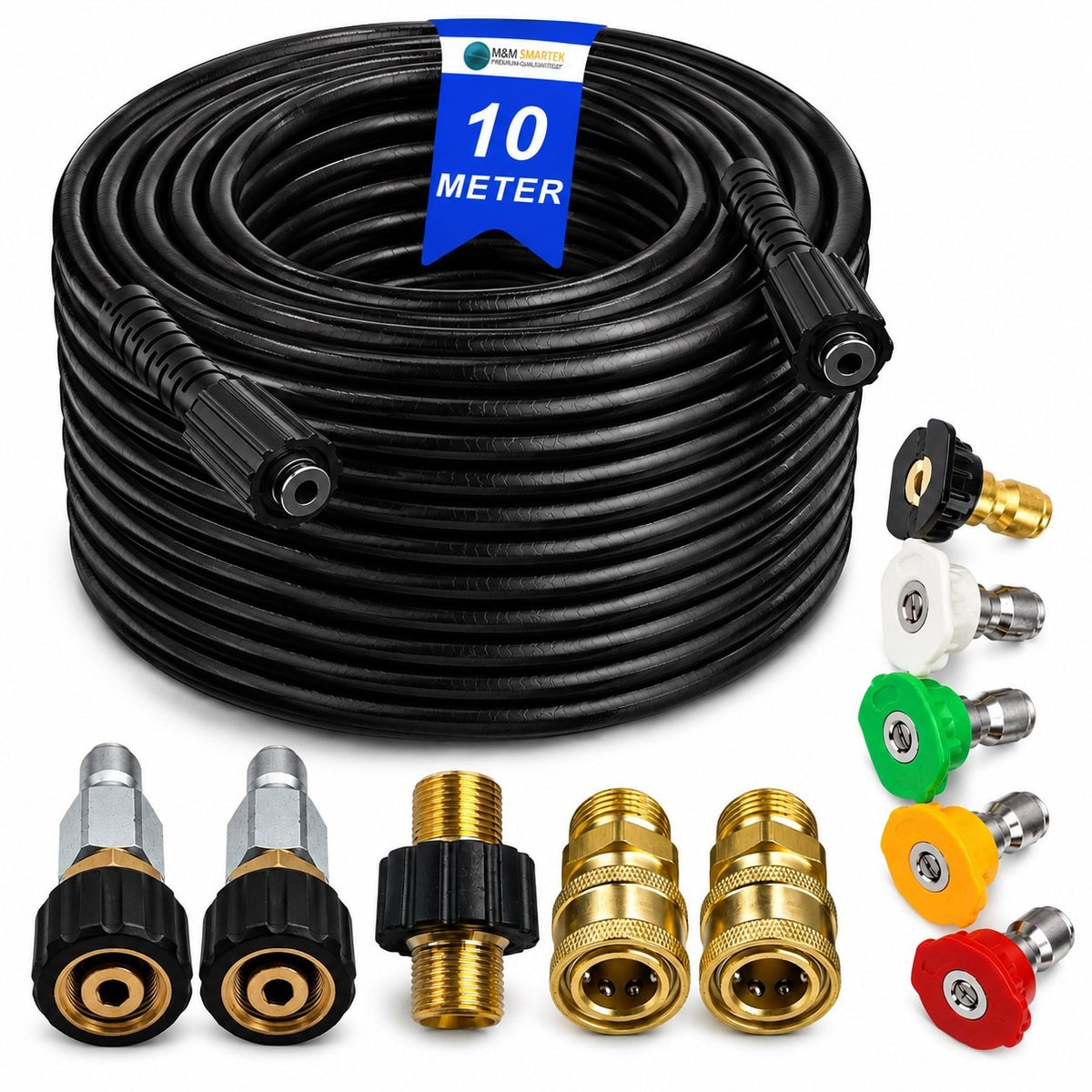 10m Hochdruckchlauch HD Reiniger mit M22 IG Schnellkupplung Adapter + Düsen Set0