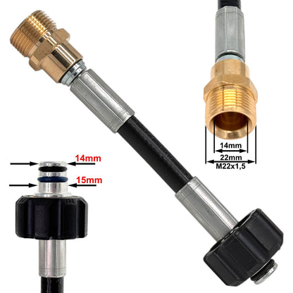 Kupplung Adapter M22 IG 14 & 15mm auf M22 AG für HD Reiniger universal Verbinder0