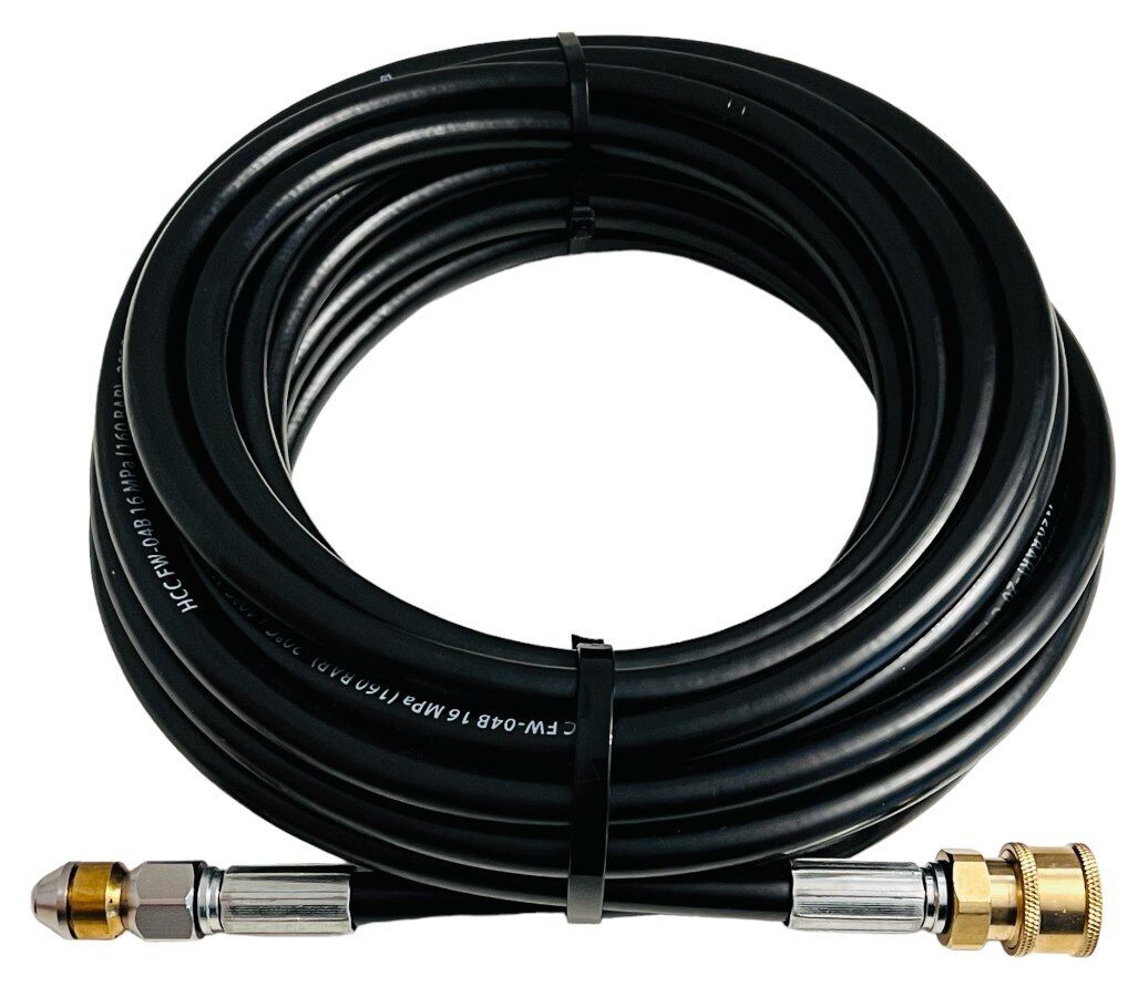 Rohrreinigungsschlauch 1/4" Schnellkupplung für Kärcher Kränzle etc. + 2x Düsen