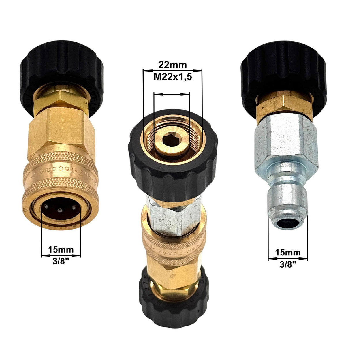 Hochdruckadapter Schnellkupplung 3/8" mit M22 IG beidseitig ca. 12,5cm Verbinder2