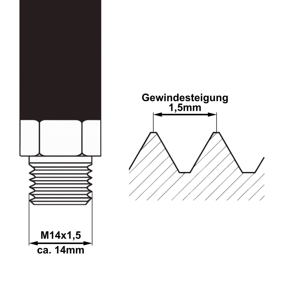 25m Hochdruckschlauch M22 x1,5 IG 14mm/15mm Dorn auf M14 x1,5 AG Ersatzschlauch4