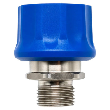 Schnellkupplung Buchse 17,8mm Durchmesser mit 1/2" AG 250 Bar 150°C ST 3100 Blau1