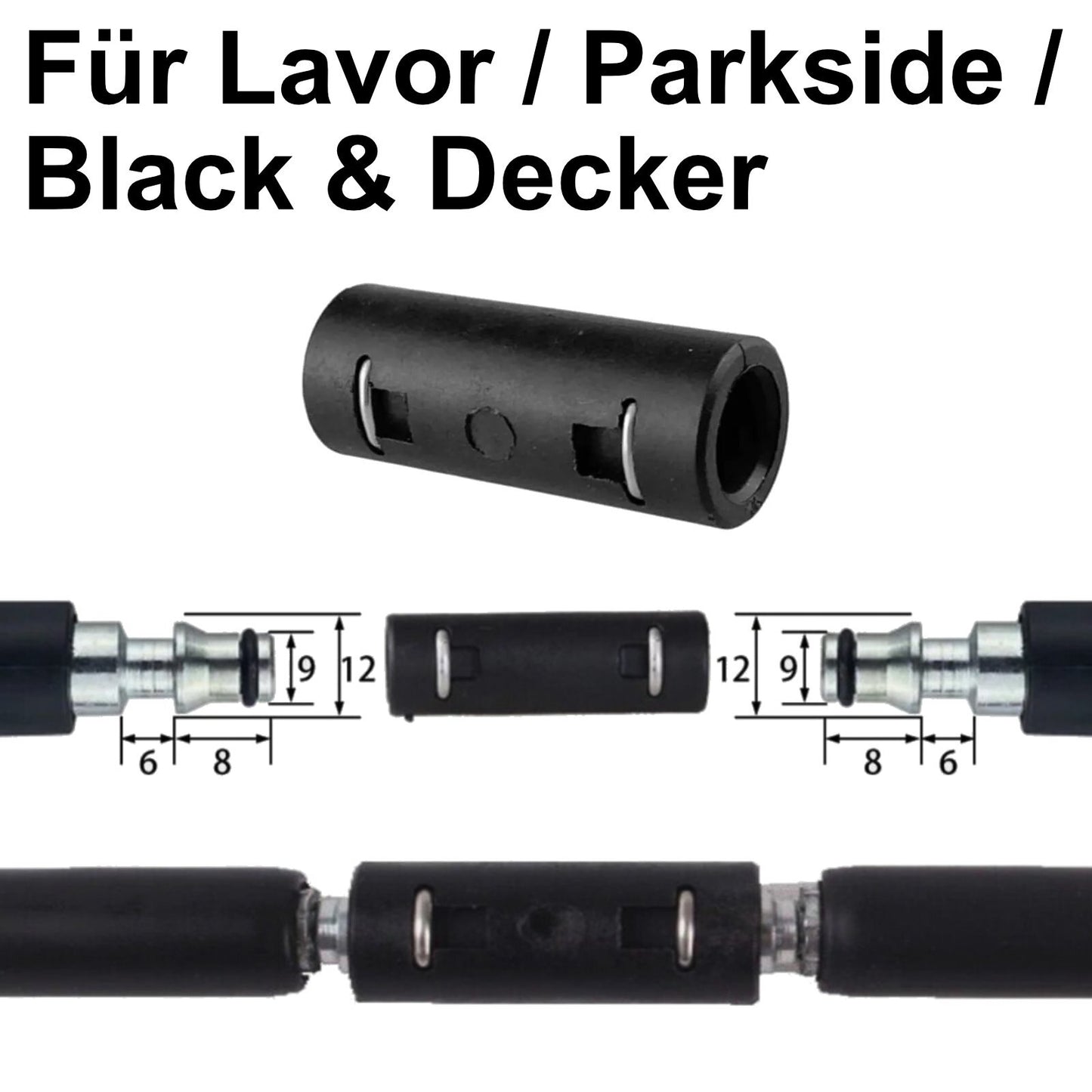 Hochdruck Schlauchverbinder für Parkside Lavor Black & Decker Kupplung Verbinder1