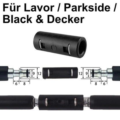 Hochdruck Schlauchverbinder für Parkside Lavor Black & Decker Kupplung Verbinder1