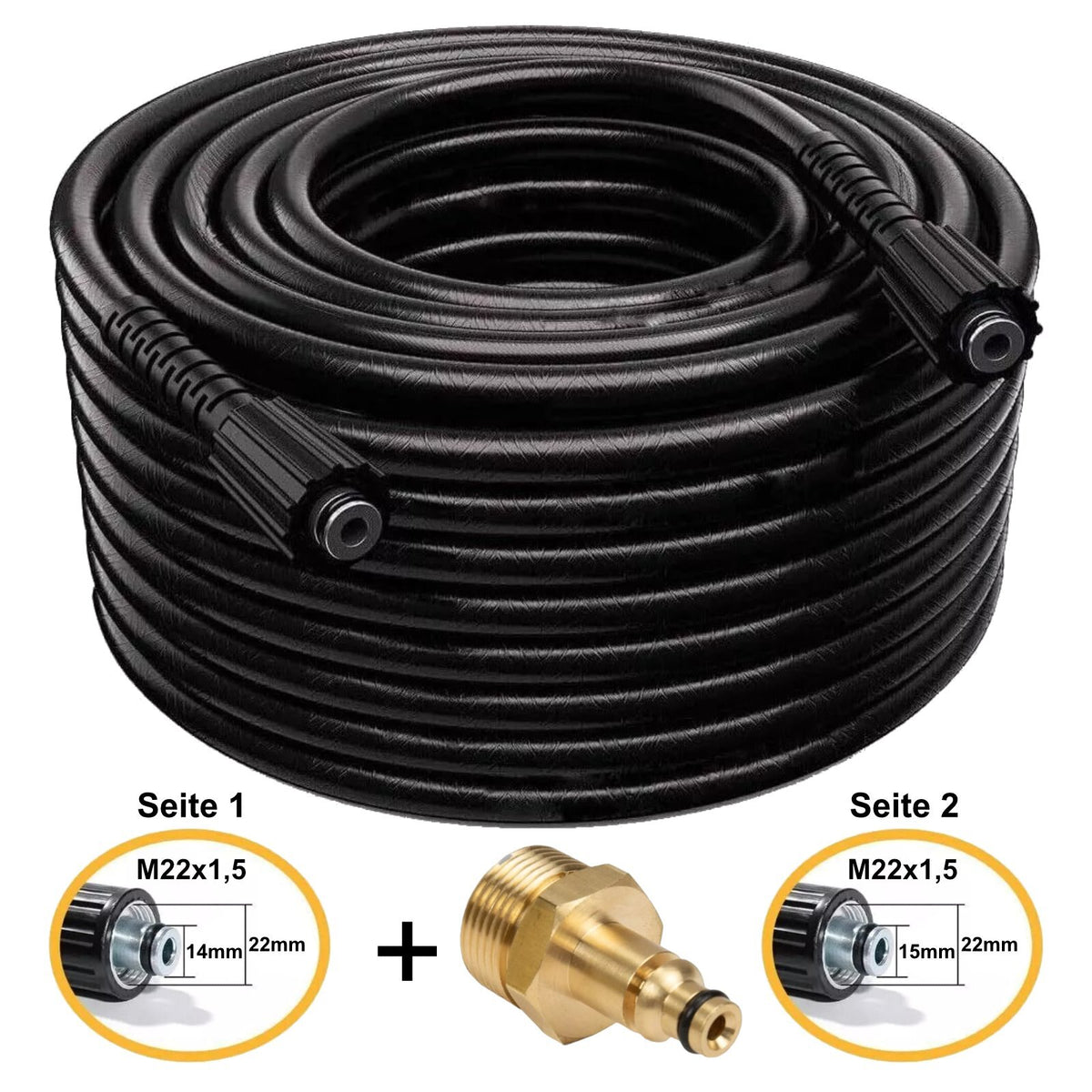 8m Hochdruckschlauch M22 x1,5 IG + Adapter für Bosch, AR und Black&Decker0