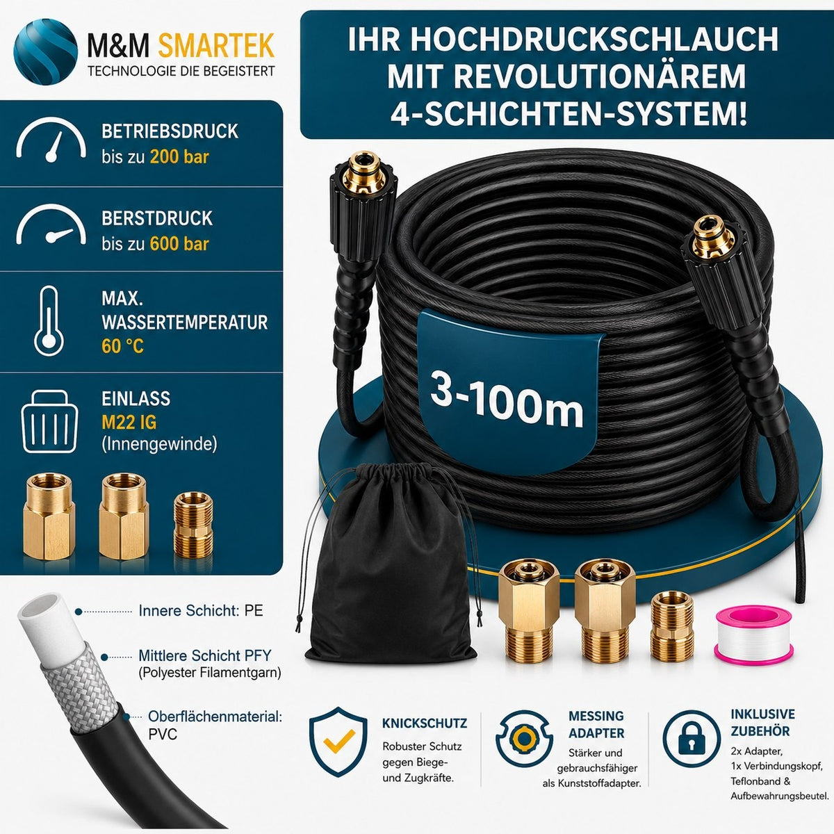 10 Meter Hochdruckschlauch Verlängerung für Kärcher EasyLock HD 200bar + Adapter4