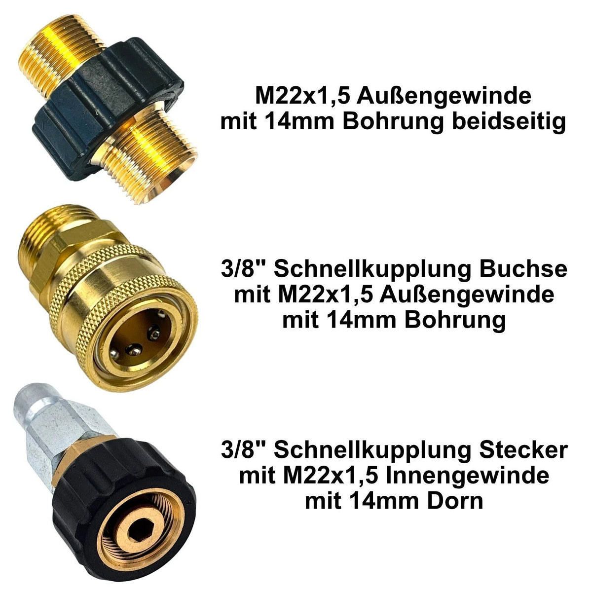 10m Hochdruckchlauch HD Reiniger mit M22 IG Schnellkupplung Adapter + Düsen Set4