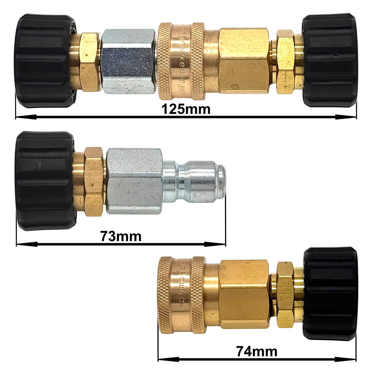 Hochdruckadapter Schnellkupplung 3/8" mit M22 IG beidseitig ca. 12,5cm Verbinder1