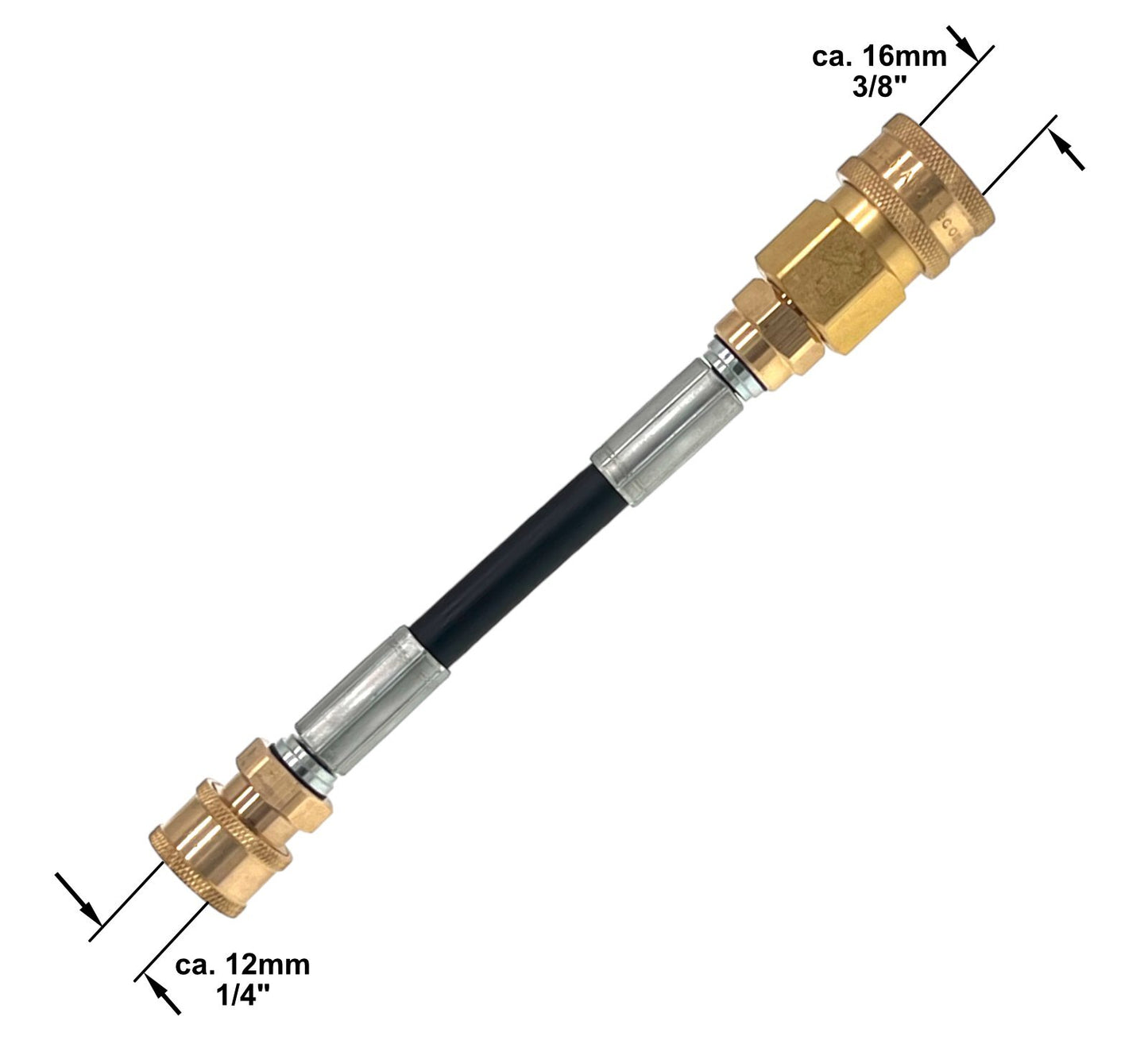 Hochdruckadapter Schnellkupplung Female 1/4" auf 3/8" Verbinder ca. 20cm lang3