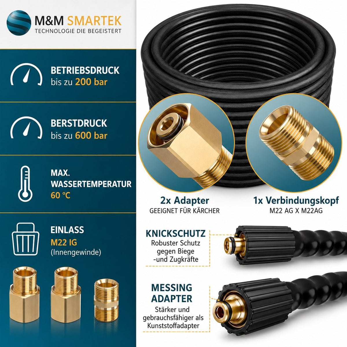 10 Meter Hochdruckschlauch Verlängerung für Kärcher EasyLock HD 200bar + Adapter2