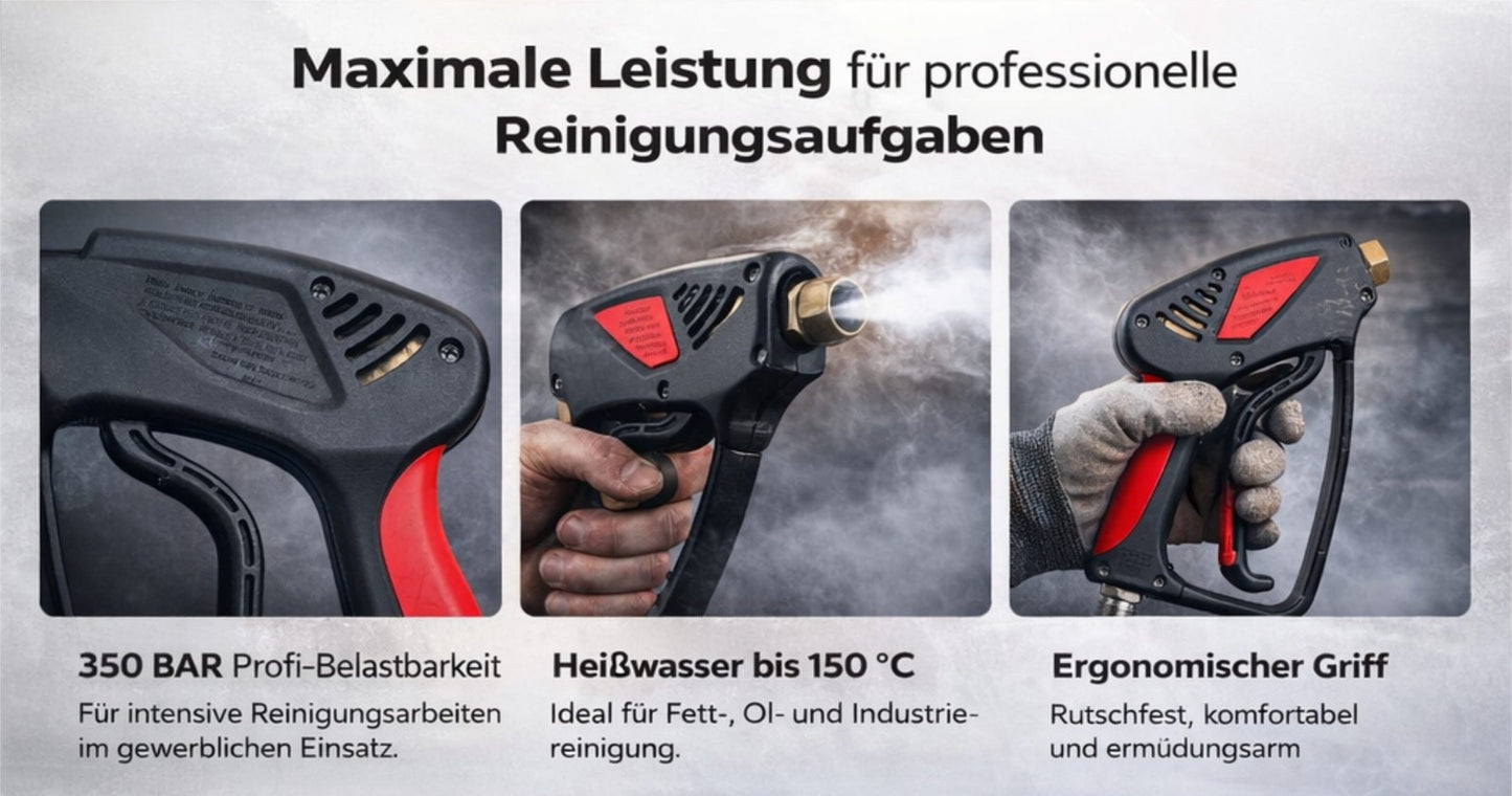 Hochdruckpistole 350 Bar M22 AG auf 1/4" IG Heißwasser bis 150°C Profi12