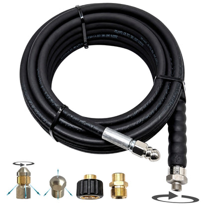 Rohrreinigungsschlauch 10m 220bar 1/4" AG drehbar + M22x1,5 Adapter + 3 Düsen0