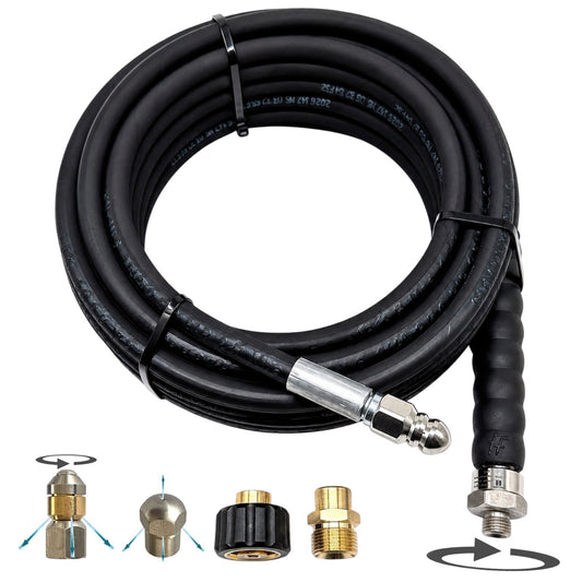 Rohrreinigungsschlauch 10m 220bar 1/4" AG drehbar + M22x1,5 Adapter + 3 Düsen0