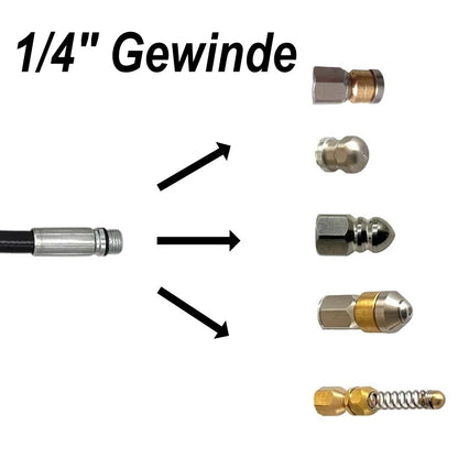 5x Kanalspüldüse 1/4" Hochdruckreiniger 4000 PSI – rotierend, starr, Edelstahl0