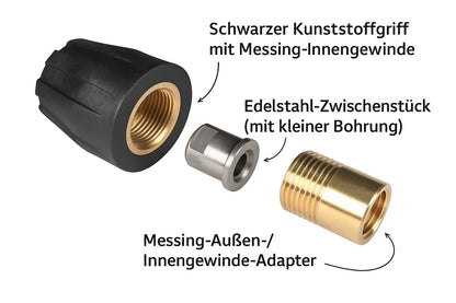 Power Düse 25° für Hochdruckreiniger Flachstrahldüse Set mit Düsenschutz G 1/4"0
