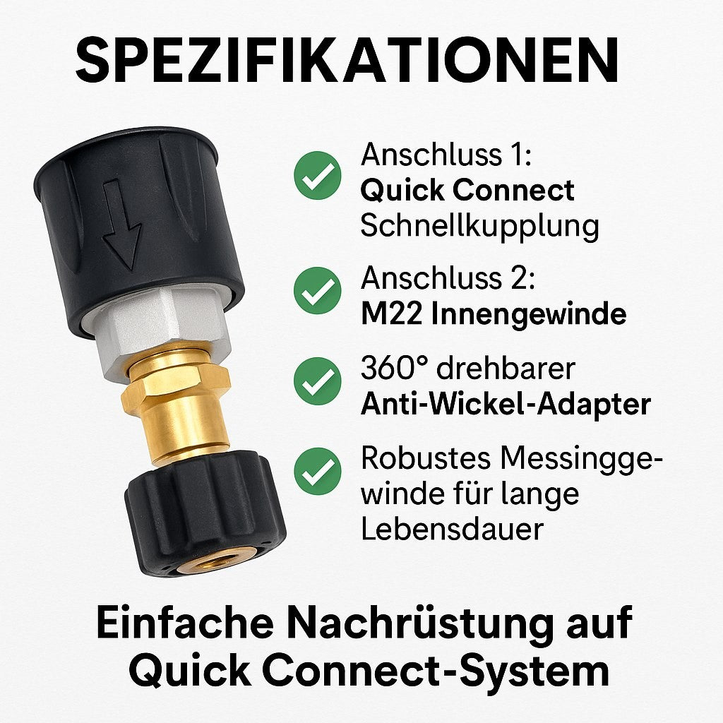Adapter für Kärcher Quick Connect M22 IG Schnellkupplung Messing drehbar 360°8