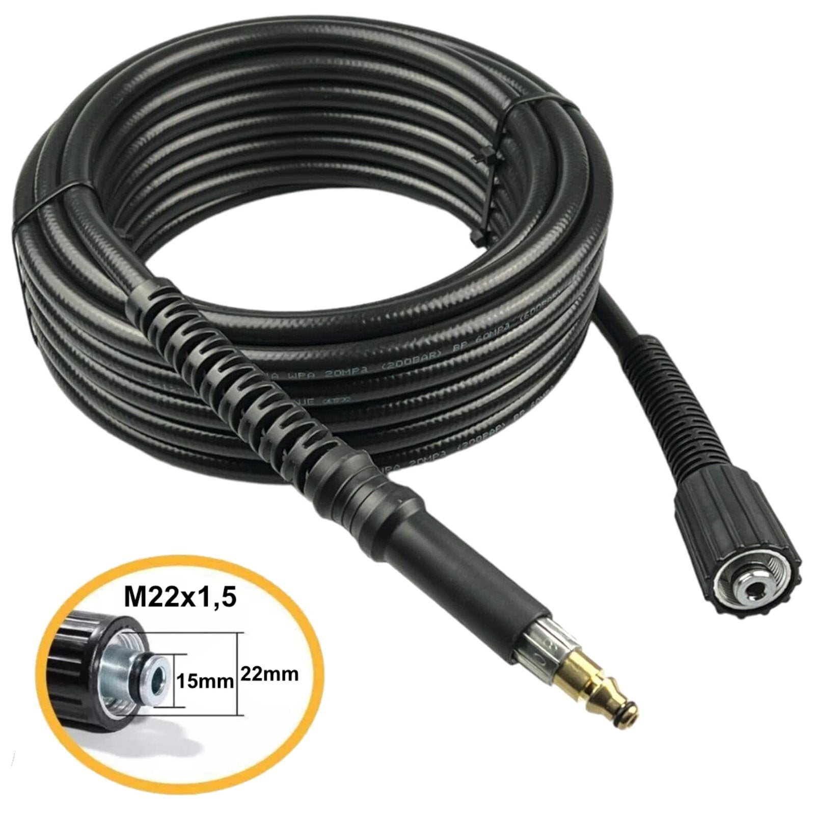 15m Hochdruckschlauch für Nilfisk, Alto HD Reiniger Quick Connect auf M22 x1,5IG1