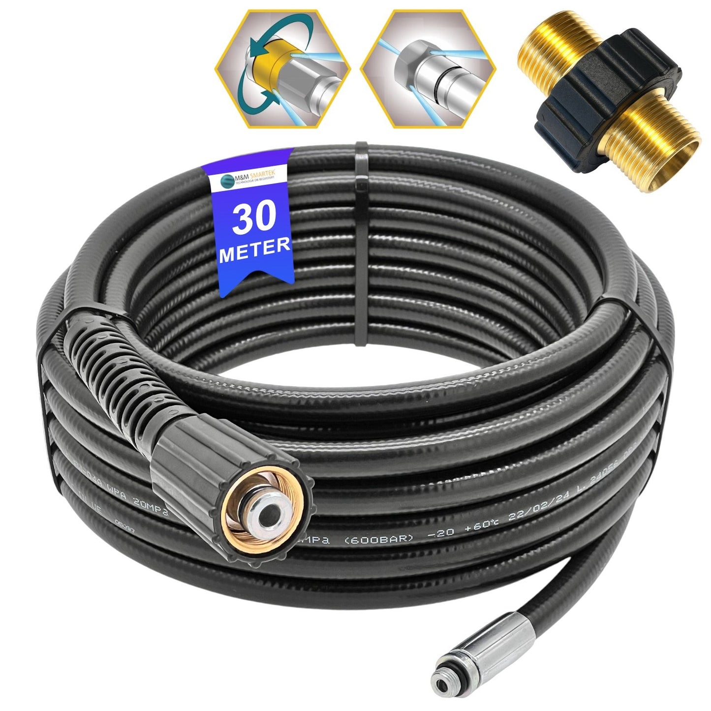 30m Rohrreinigungsschlauch Set PROFESSIONAL 4 teilig für Kärcher Kränzle HD HDS0