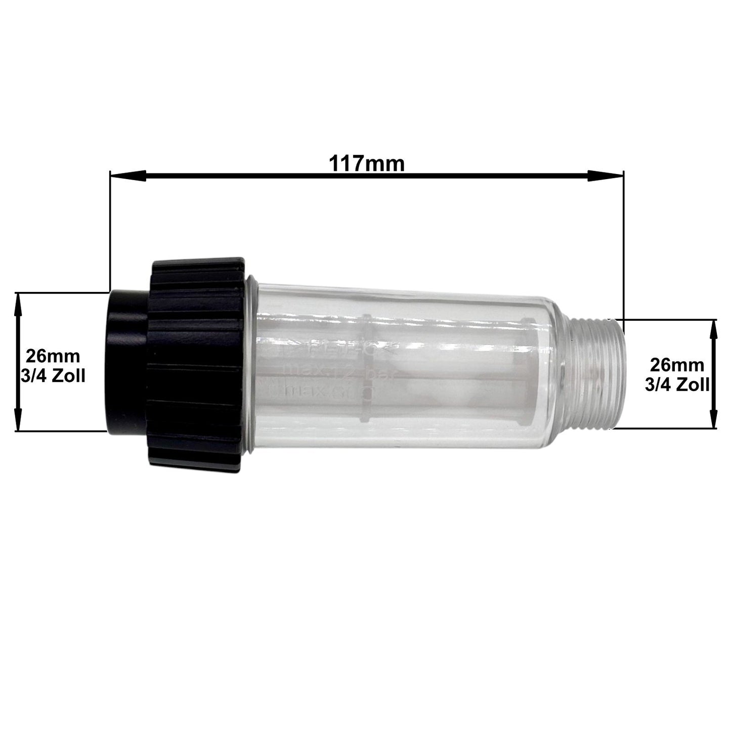 Wasserfilter Wasserhahnanschluss Hochdruckreiniger 3/4 inkl Reduzierung 1/2 Zoll1