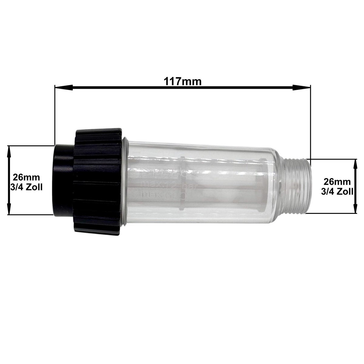 Wasserfilter Wasserhahnanschluss Hochdruckreiniger 3/4 inkl Reduzierung 1/2 Zoll1