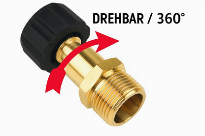 Adapter für Hochdruckreiniger M22 x1,5 AG auf M22 x1,5 IG drehbar Drehgelenk0