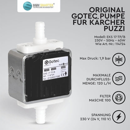 2x Original Pumpe Gotec für Kärcher Puzzi 100 200 8/1 10/1 10/2 Waschsauger Pomp1