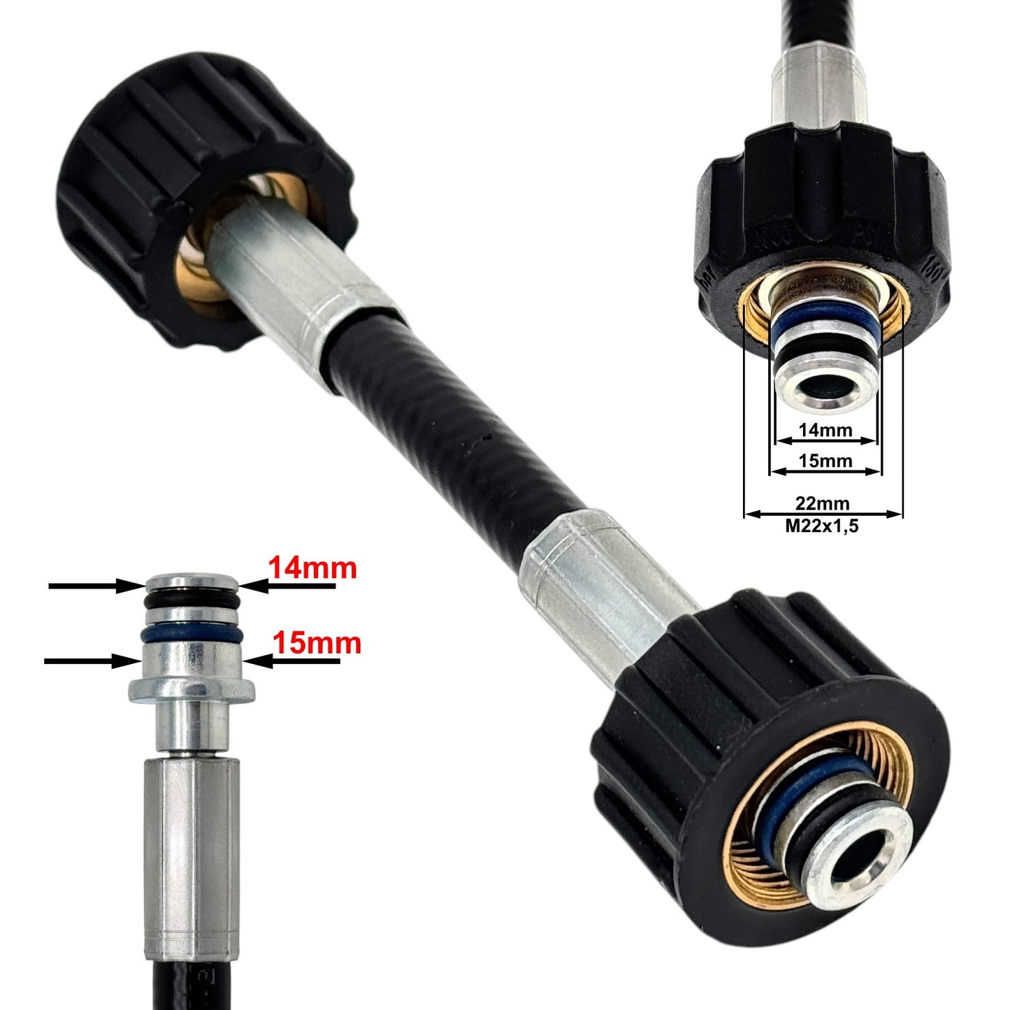 Kupplung Adapter M22 IG beidseitig 14 & 15mm für HD Reiniger universal Verbinder0