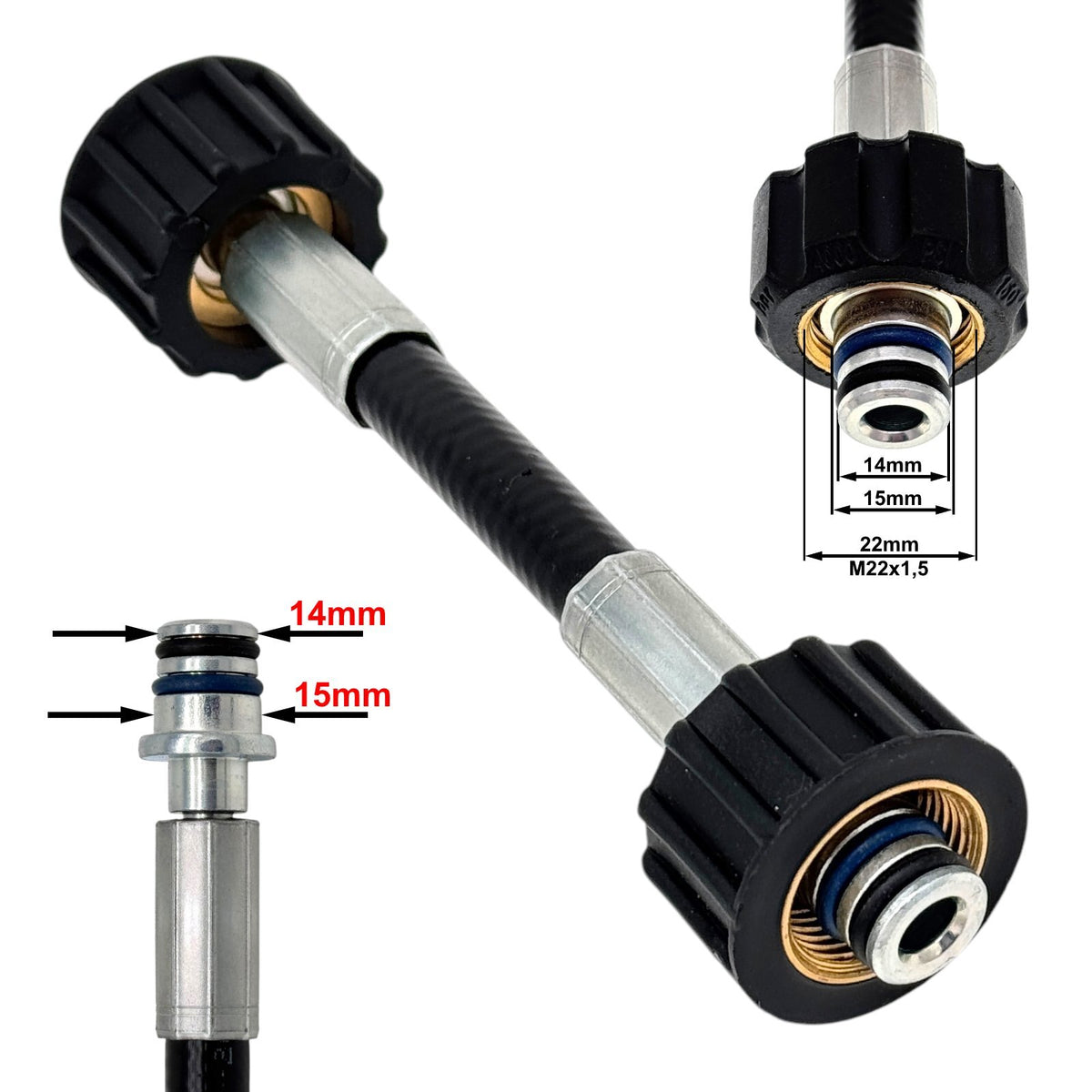 Kupplung Adapter M22 IG beidseitig 14 & 15mm für HD Reiniger universal Verbinder0