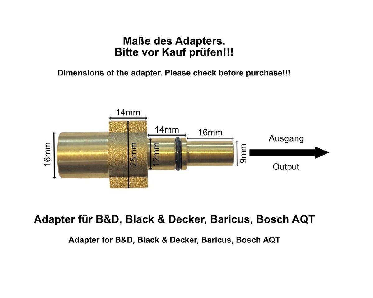 Dreckfräse 5 Düsenspitzen für Black&Decker, Bosch AQT Stecknippe Schnellkupplung