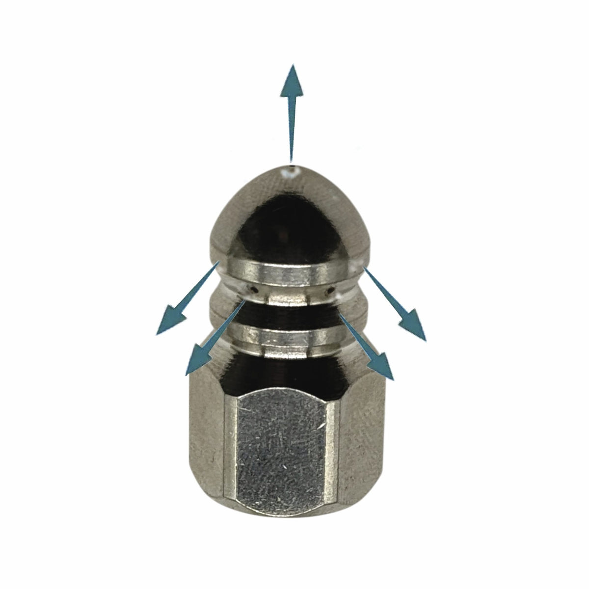 Rohrreinigungsdüse 1/4" IG 6x hinten 1x vorne Schnellkupplung AG Abflussschlauch6