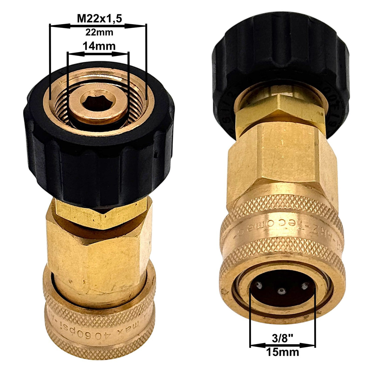 Hochdruckadapter Schnellkupplung 3/8" mit M22 IG beidseitig ca. 12,5cm Verbinder3