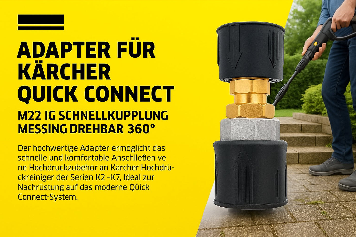 Adapter für Kärcher Quick Connect M22 IG Schnellkupplung Messing drehbar 360°21