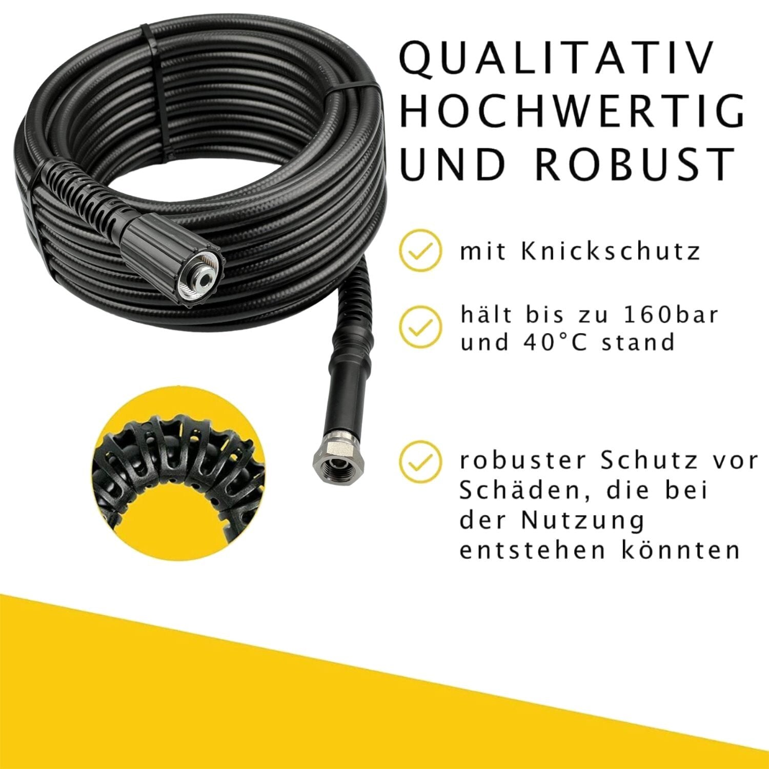 10m Hochdruckschlauch Verlängerungsschlauch M22 IG auf 3/8" IG + Schnellkupplung1