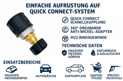 Adapter für Kärcher Quick Connect M22 IG Schnellkupplung Messing drehbar 360°10