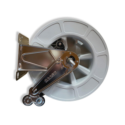 Feststehender Schlauchaufroller Edelstahl 3/8" G für 19m Schlauch DN8 200 bar