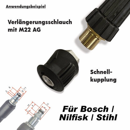 Schnellkupplung Hochdruckreiniger Quick Connect Adapter für Nilfisk + Bosch M221