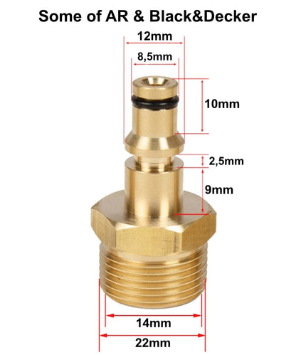 Stecknippel für manche AR und Black&Decker HD Pistole Adapter mit M22 AG Messing1