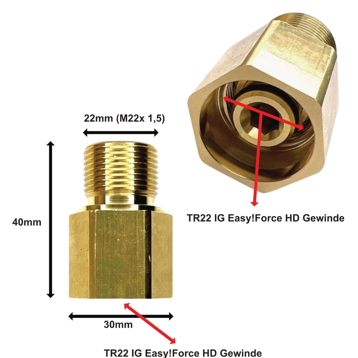Adapter wie Easy!Lock TR22 Drehgelenk auf M22 x 1,5 AG für Kärcher Hochdruck11