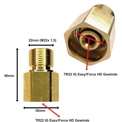 Adapter wie Easy!Lock TR22 Drehgelenk auf M22 x 1,5 AG für Kärcher Hochdruck11