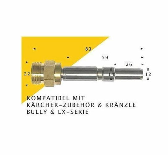 Adapter M22 x 1,5 AG für KEW, WAP, Alto, Nilfisk, Kränzle D12 flexibel Edelstahl2