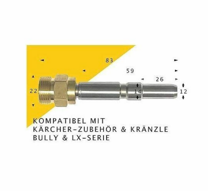 Adapter M22 x 1,5 AG für KEW, WAP, Alto, Nilfisk, Kränzle D12 flexibel Edelstahl2