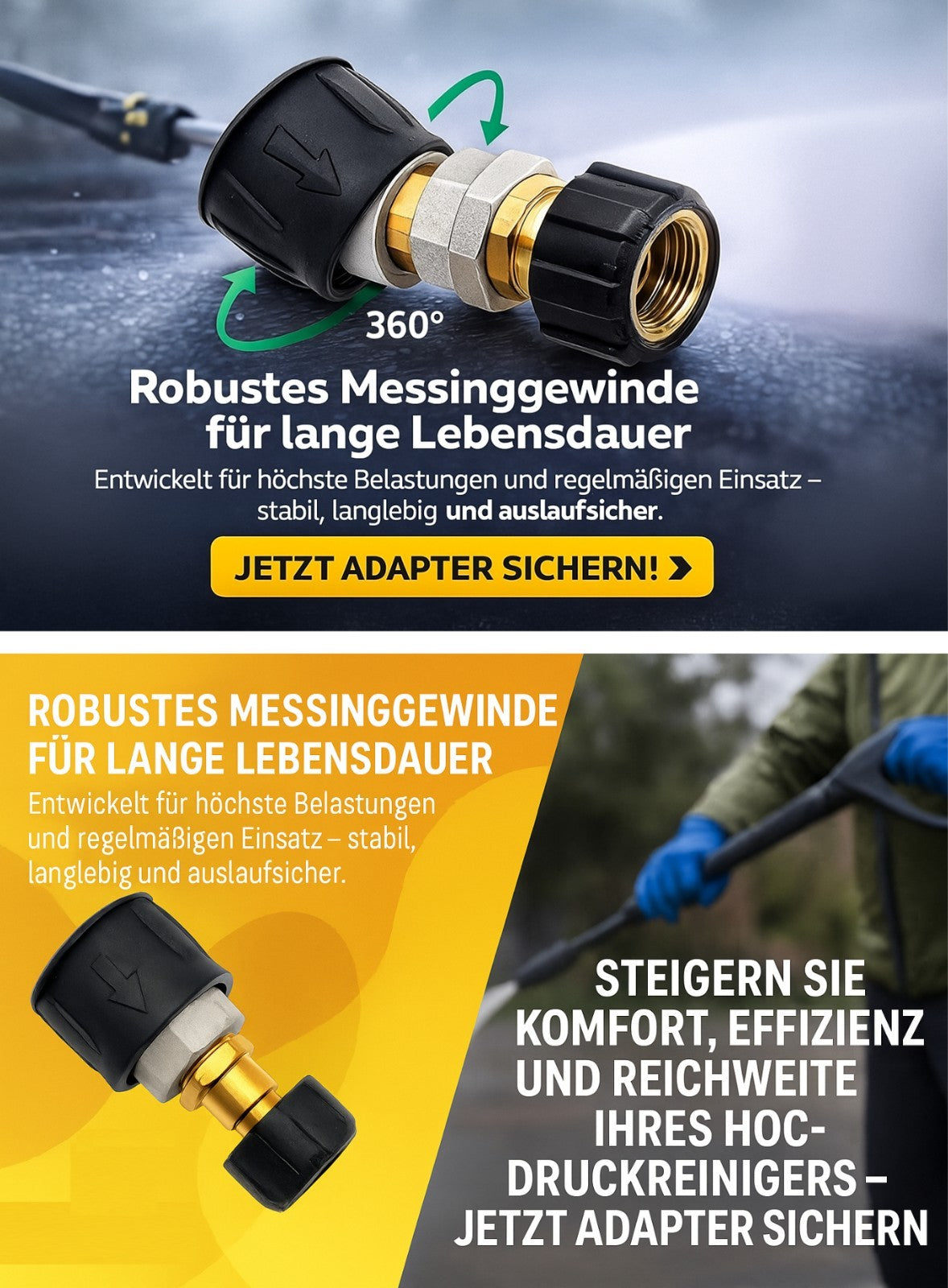 Adapter für Kärcher Quick Connect M22 IG Schnellkupplung Messing drehbar 360°11