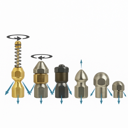 6x Kanalspüldüse 1/8" Hochdruckreiniger 4000 PSI – rotierend, starr, Edelstahl2