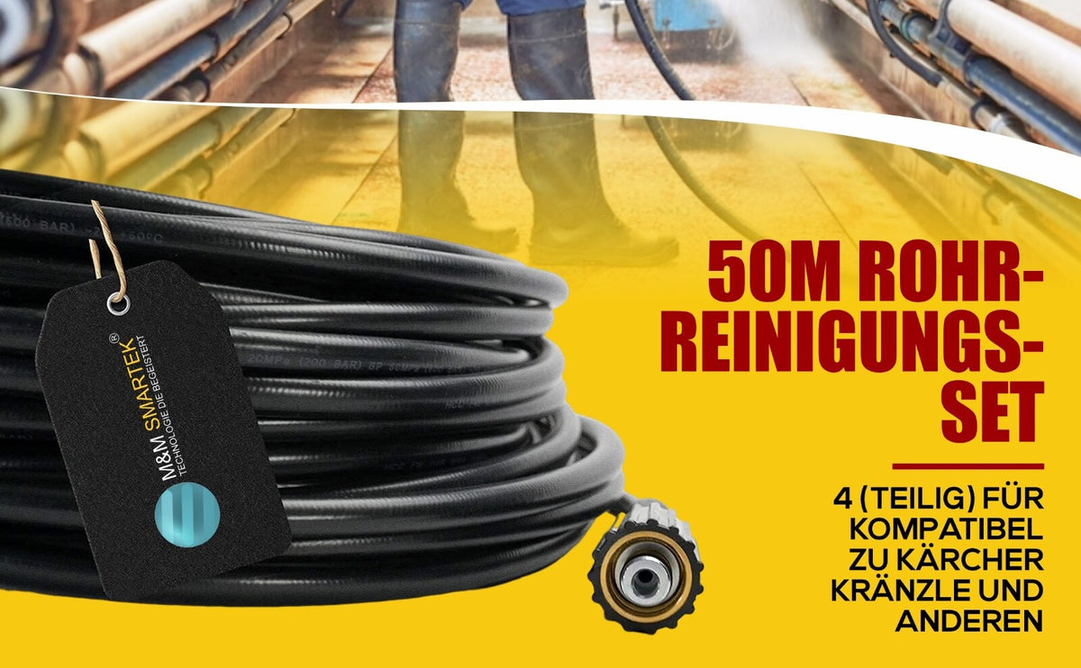 50 m Rohrreinigungsschlauch für Kärcher Kränzle HD HDS Set PROFESSIONAL 4 teilig1